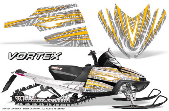 Arctic Cat M Series CrossFire Graphics Kit Vortex Yellow White 570x376 - Arctic Cat M Series Crossfire Graphics