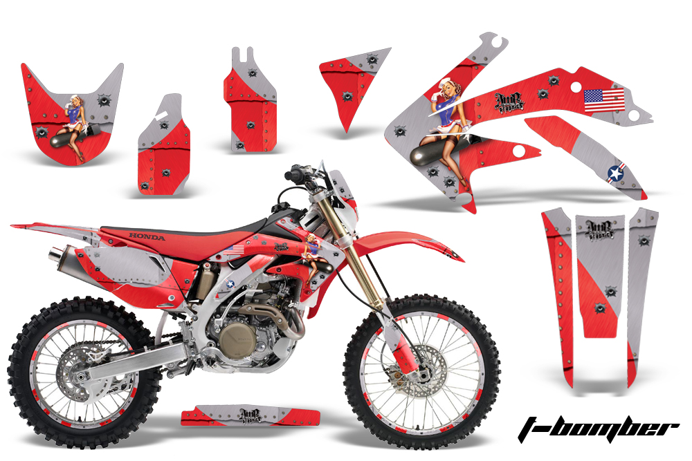thumbnail image 2 of OGCREW Graphics Kit For Honda CRF150F 2015-2020 - Red Racing Decals 16 Mil Thickness 2 of 12