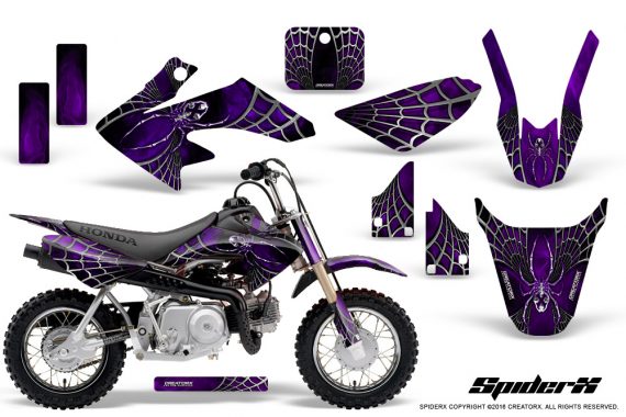Honda CRF50 CreatorX Graphics Kit SpiderX Purple 570x380 - Honda CRF50 2004-2015 Graphics