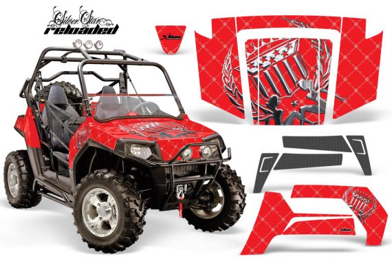 Allmotorgraphics Polaris RZR 800 Graphics Kit – 2007-2010, Full Coverage W/ Door Wraps, Red/Black Racing Checkers