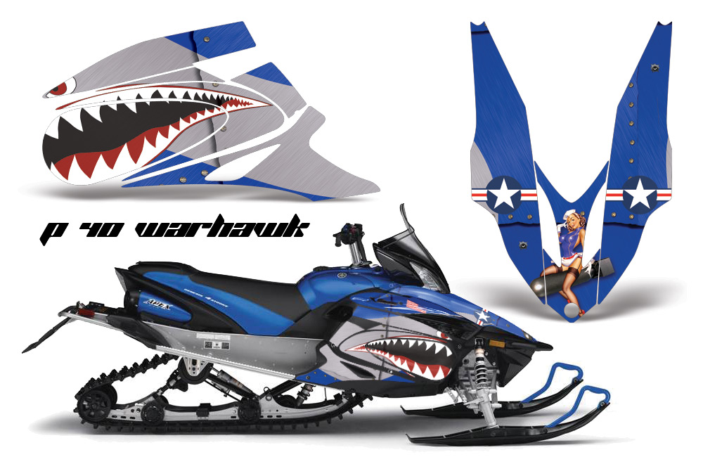 CreatorX Graphics Kit Decals Stickers for Yamaha Fx Nytro Snowmobile Sled Zbolts Blue