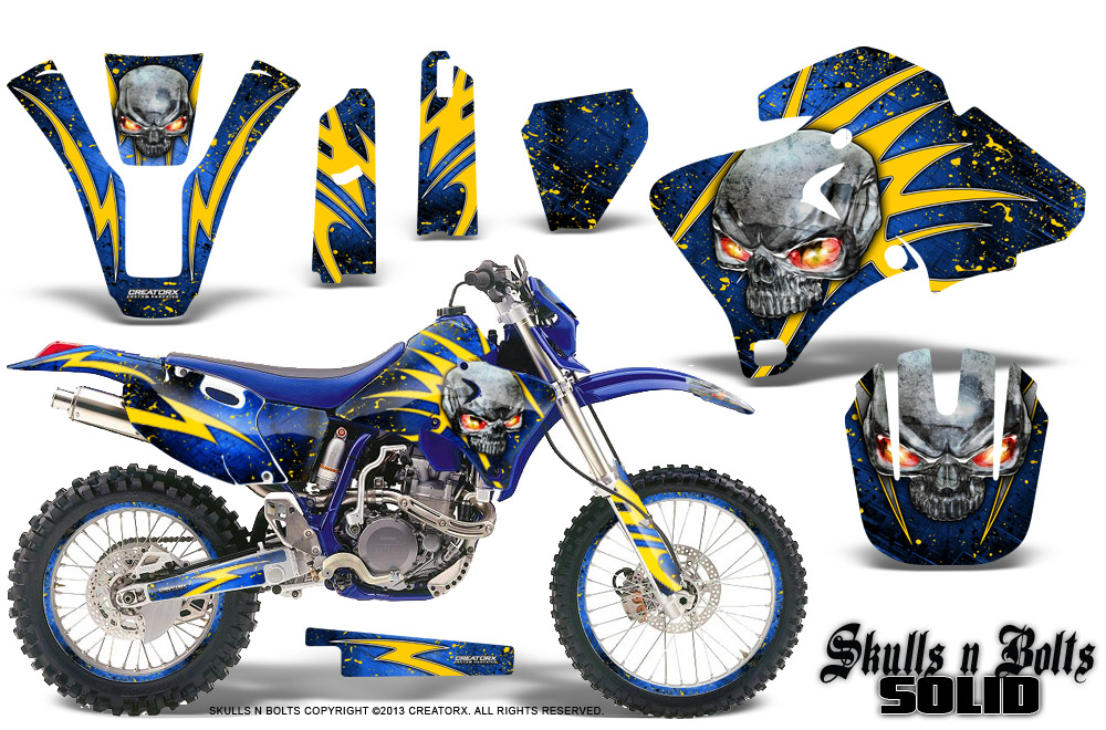 AMR Racing MX Dirt Bike Graphics kit Sticker Decal Compatible with Yamaha WR250F/WR400F/WR426F 1998-2002 Warhawk Blue