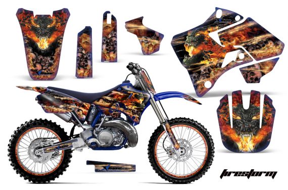 Yamaha Team Graphics Kit – YZ125 YZ250 1996-2001 – Blue Vinyl Decals, Glossy Finish