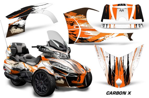 CAN AM SPYDER RT S Graphics Kit Carbon X Orange 570x376 - Can-Am Spyder RTS 2014-2019 Graphics with Trim Kit