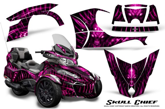 Can Am Spyder RT S 2014 2016 Full Trim Skull Chief Pink 570x376 - Can-Am Spyder RTS 2014-2019 Graphics with Trim Kit