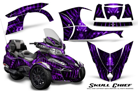 Can Am Spyder RT S 2014 2016 Full Trim Skull Chief Purple 570x376 - Can-Am Spyder RTS 2014-2019 Graphics with Trim Kit