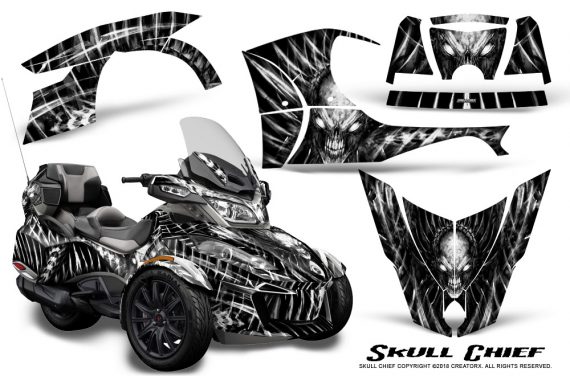 Can Am Spyder RT S 2014 2016 Full Trim Skull Chief White 570x376 - Can-Am Spyder RTS 2014-2019 Graphics with Trim Kit