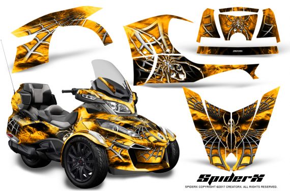 Can Am Spyder RT S 2014 2016 Full Trim SpiderX Yellow 1 570x376 - Can-Am Spyder RTS 2014-2019 Graphics with Trim Kit